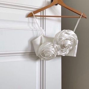 Zara Floral Appliqué Crop Top In White